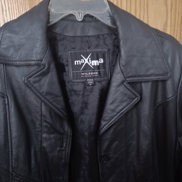 Womens Black Leather Jacket Size M Wilsons Maxima - Picture 8 of 10